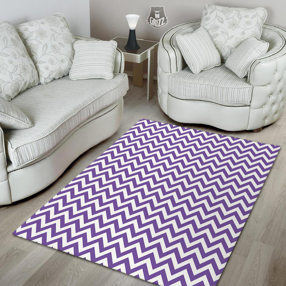 Purple Zigzag Print Pattern Floor Mat-grizzshop