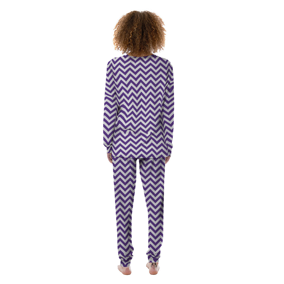 Purple Zigzag Print Pattern Women's Pajamas-grizzshop