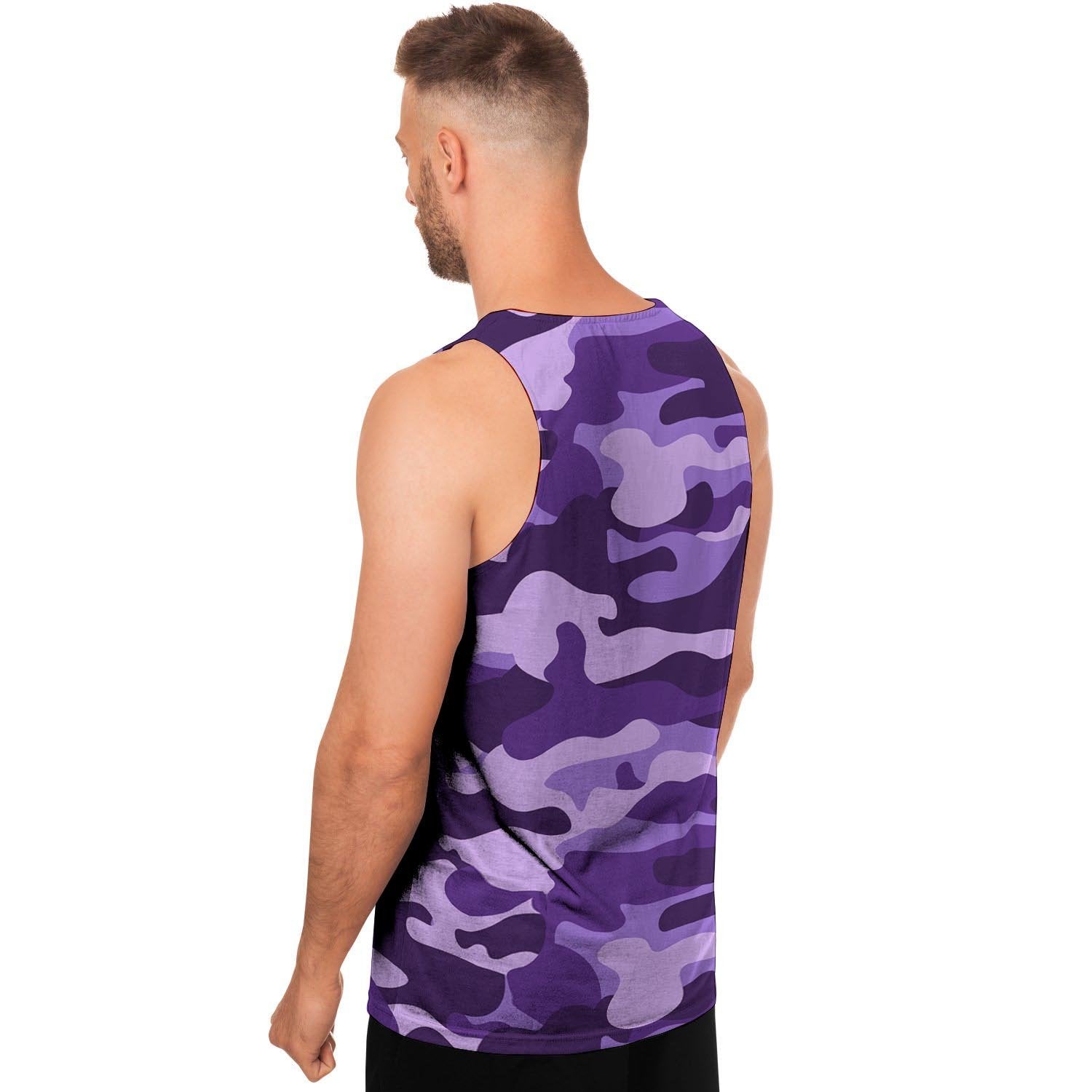 Purple Camo Print Men's Tank Tops-grizzshop