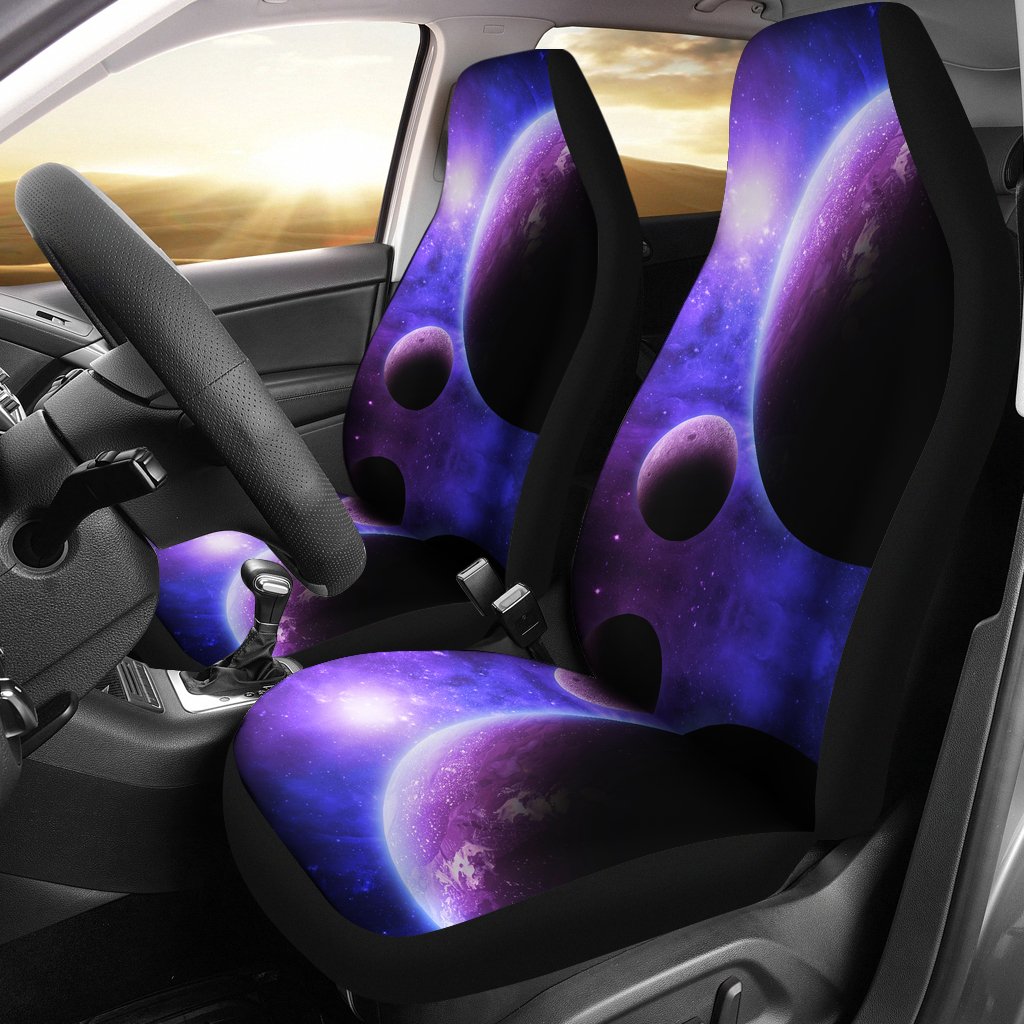Purple Galaxy Space Moon Earth Print Universal Fit Car Seat Cover-grizzshop