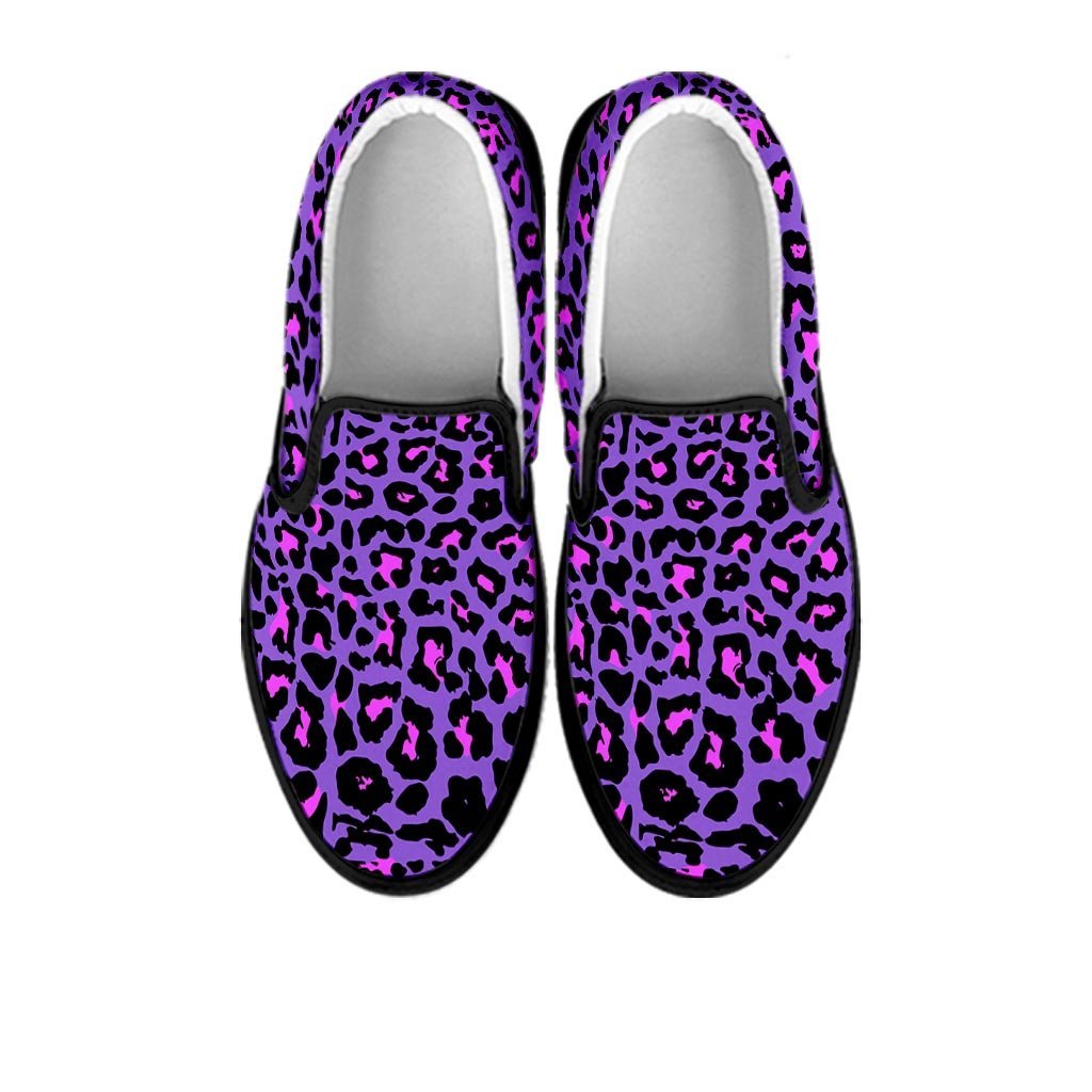 Purple Leopard Men's Slip On Sneakers-grizzshop