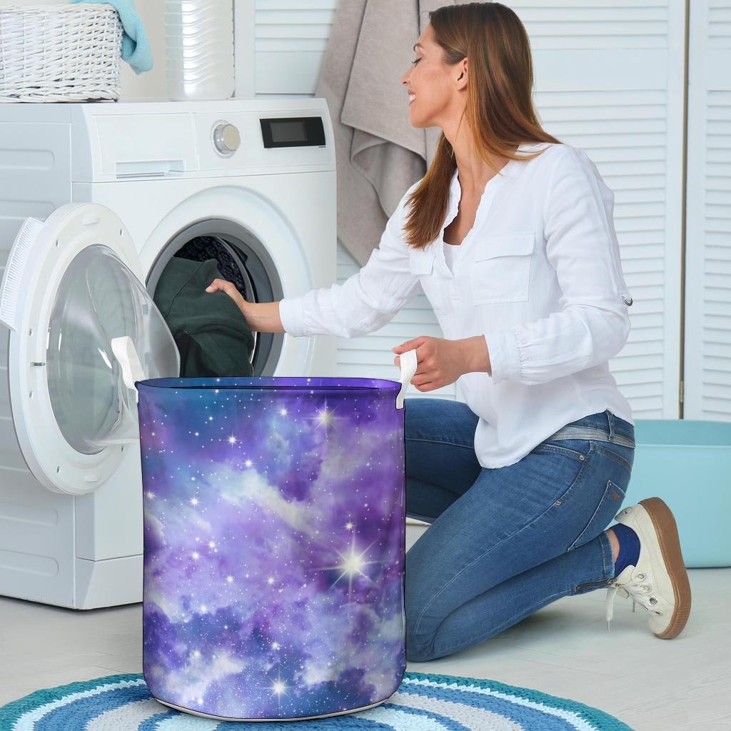 Purple Universe Galaxy Laundry Basket-grizzshop