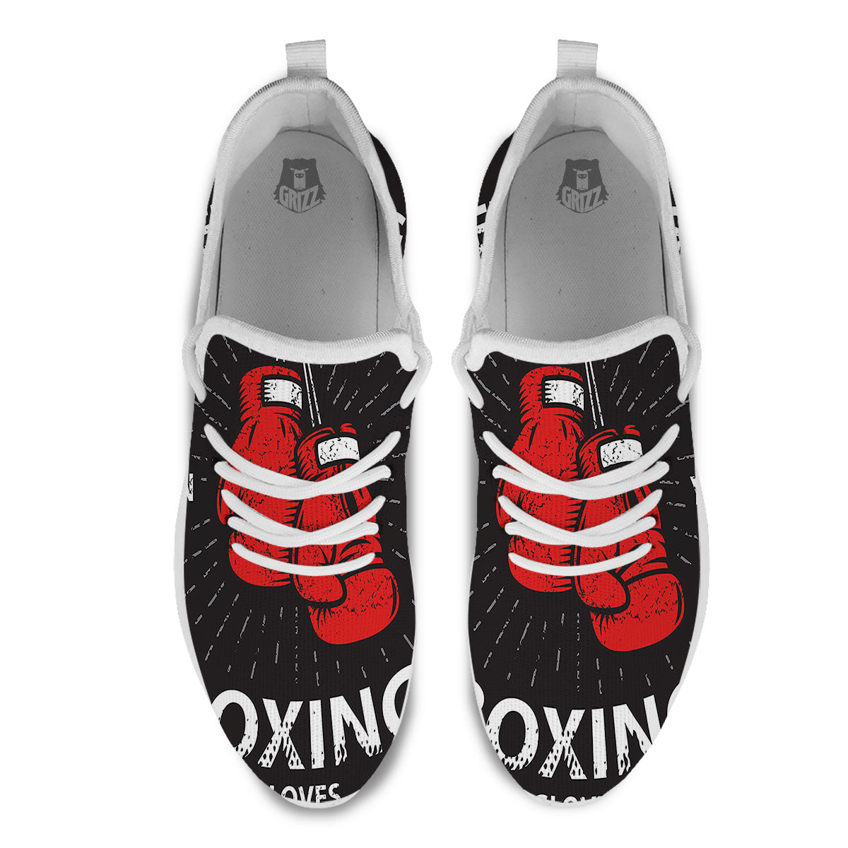 Put On Your Boxing Gloves Print White Athletic Shoes-grizzshop