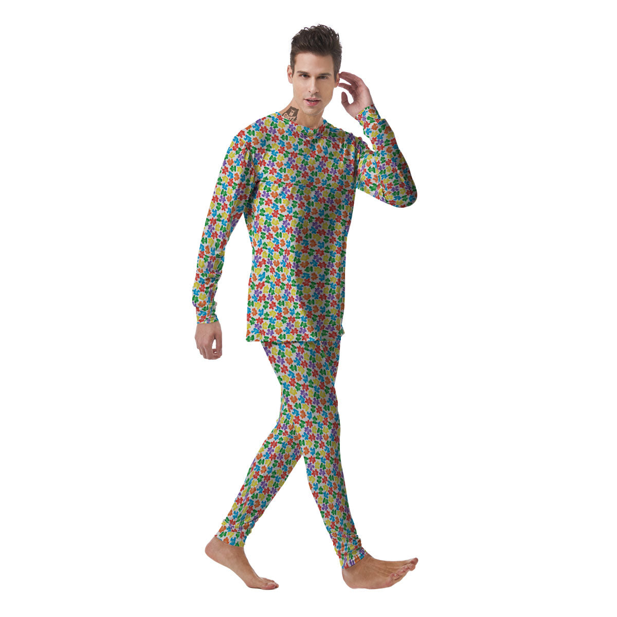 Puzzle Autism Awareness Print Men's Pajamas-grizzshop