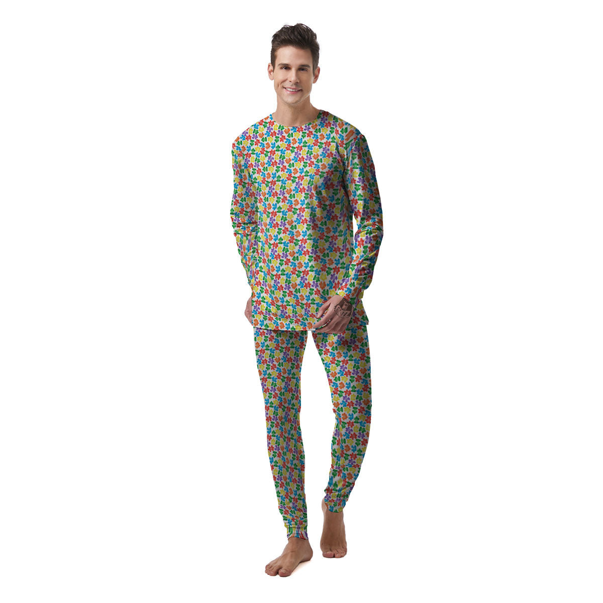 Puzzle Autism Awareness Print Men's Pajamas-grizzshop