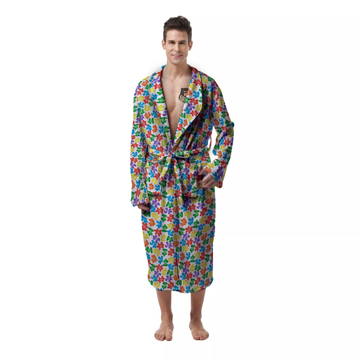 Puzzle Autism Awareness Print Men's Robe-grizzshop