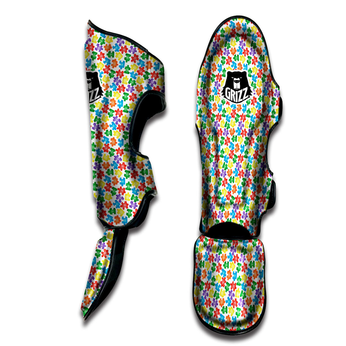 Puzzle Autism Awareness Print Muay Thai Shin Guards-grizzshop