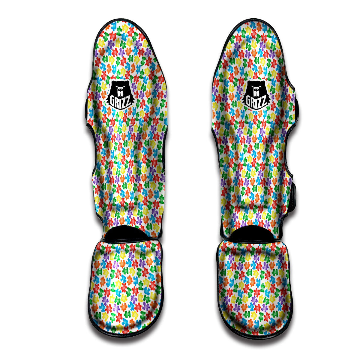 Puzzle Autism Awareness Print Muay Thai Shin Guards-grizzshop