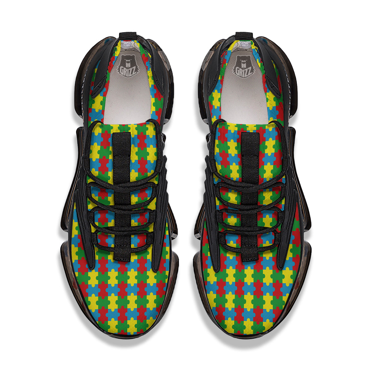 Puzzle Autism Awareness Print Pattern Black Gym Shoes-grizzshop