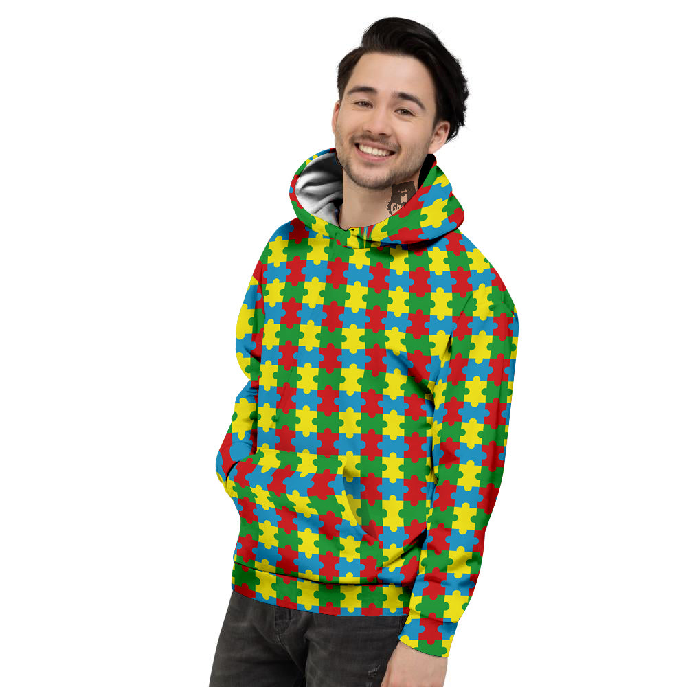 Puzzle Autism Awareness Print Pattern Men's Hoodie-grizzshop
