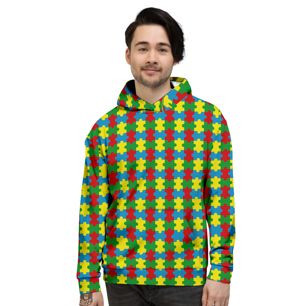 Puzzle Autism Awareness Print Pattern Men's Hoodie-grizzshop