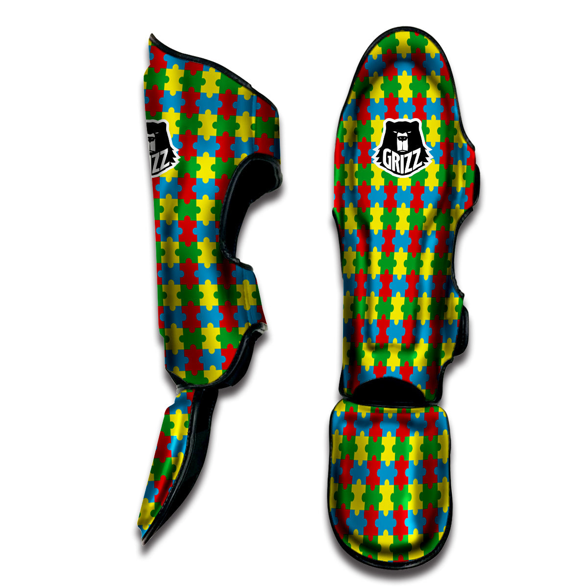 Puzzle Autism Awareness Print Pattern Muay Thai Shin Guards-grizzshop