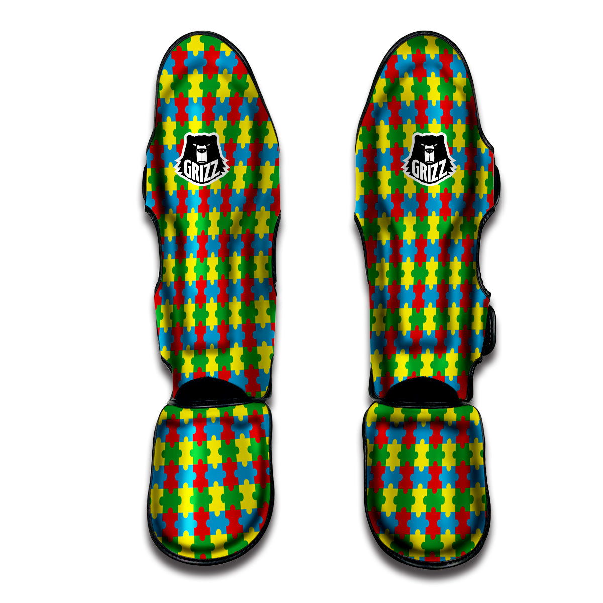Puzzle Autism Awareness Print Pattern Muay Thai Shin Guards-grizzshop