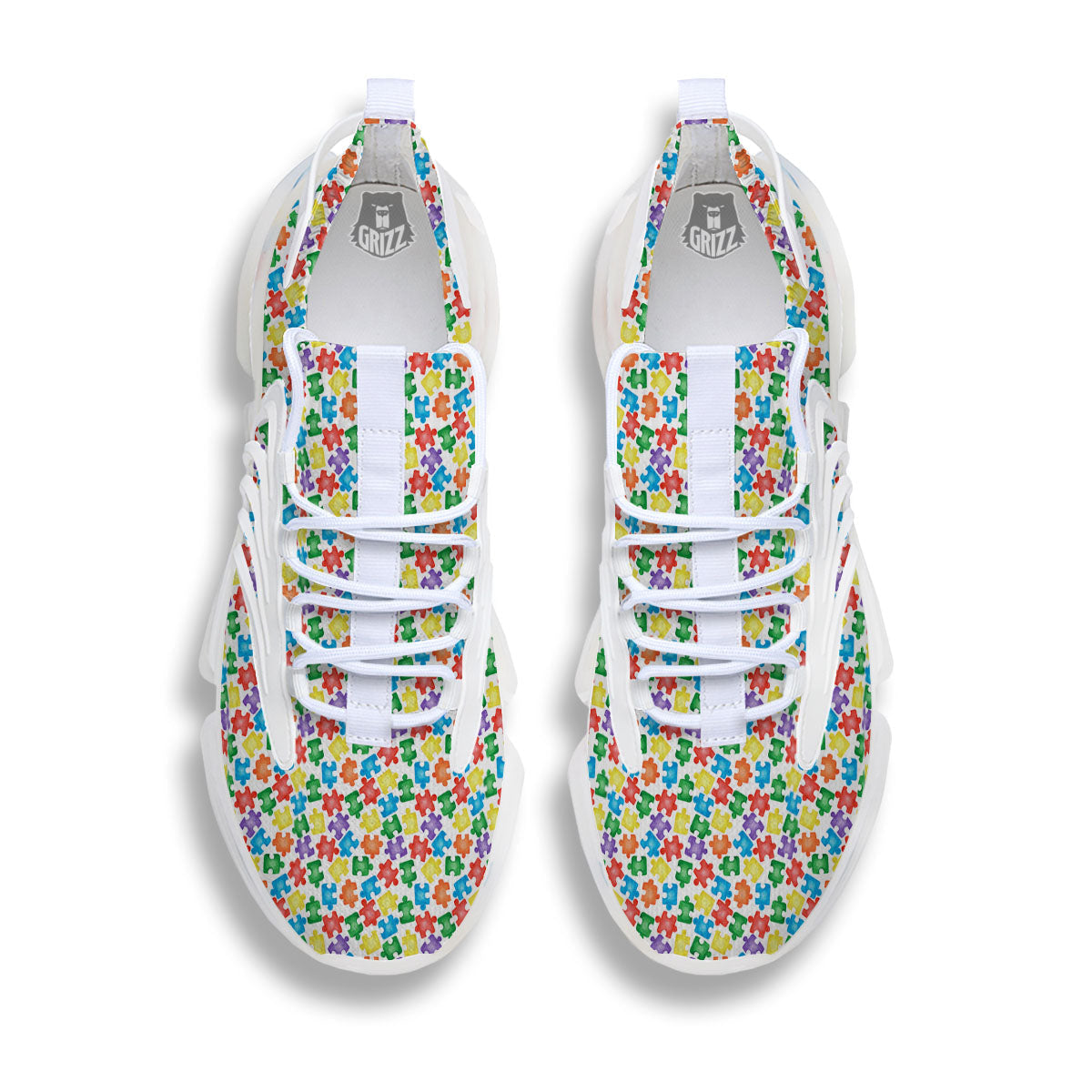 Puzzle Autism Awareness Print White Gym Shoes-grizzshop