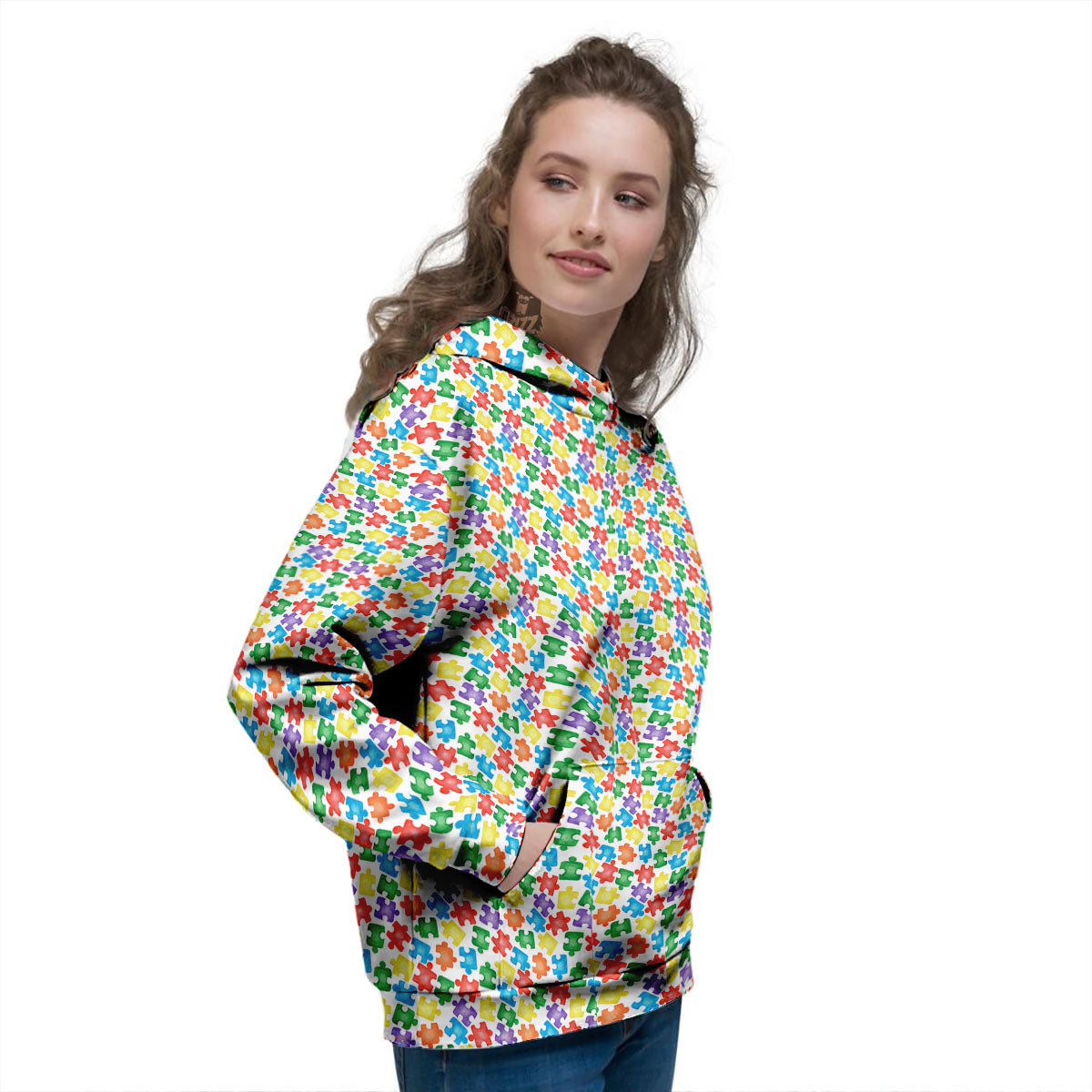 Puzzle Autism Awareness Print Women's Hoodie-grizzshop