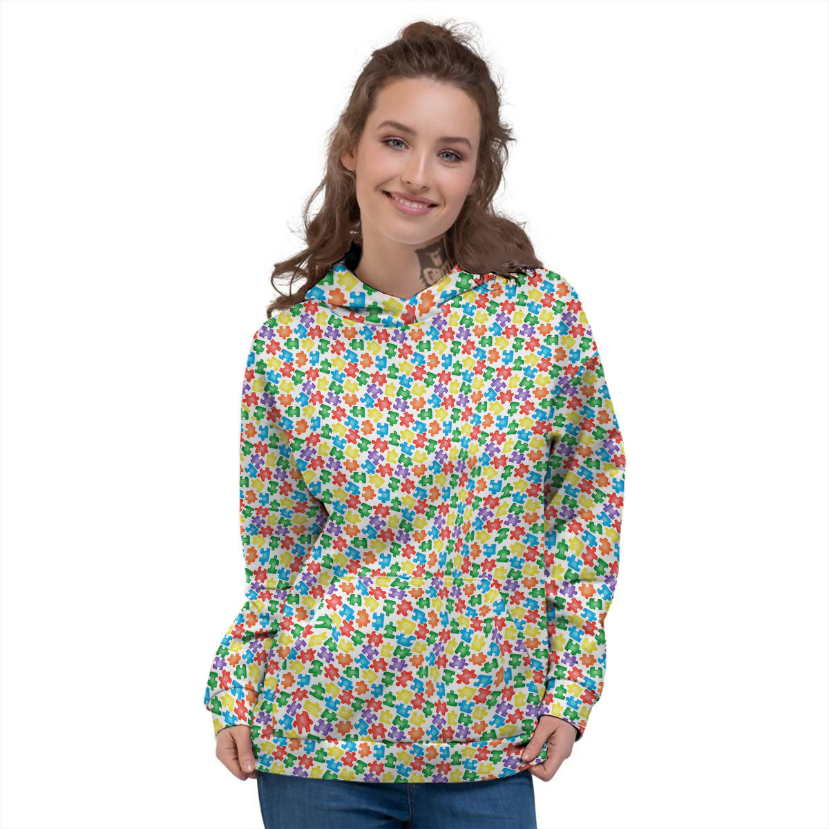 Puzzle Autism Awareness Print Women's Hoodie-grizzshop