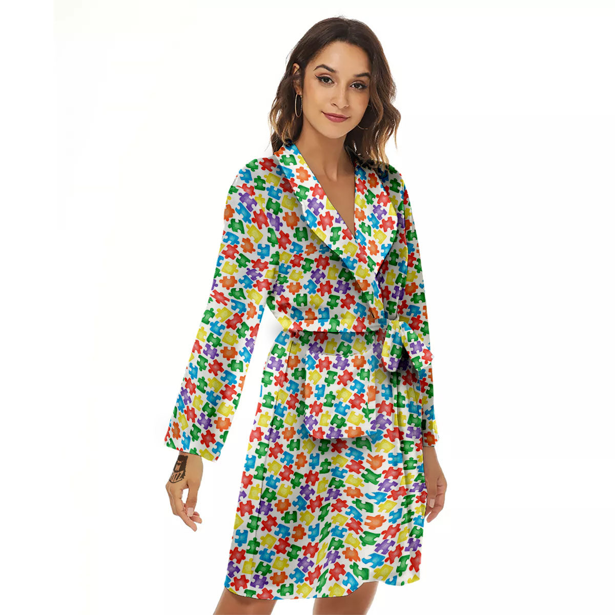Puzzle Autism Awareness Print Women's Robe-grizzshop