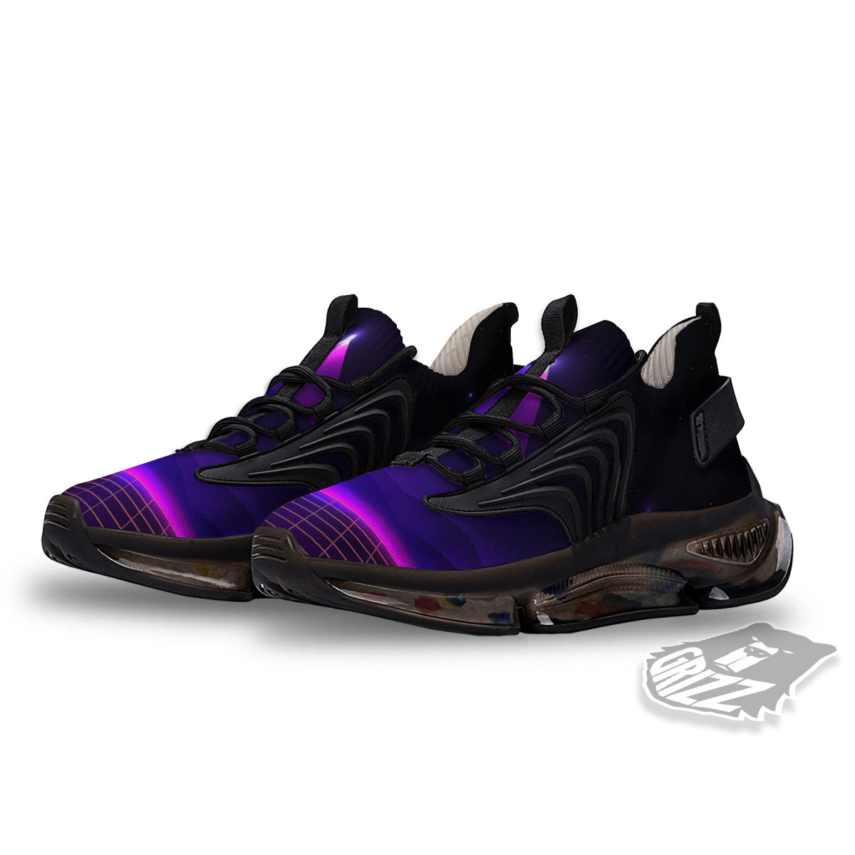 Pyramid Cloud Purple Print Black Gym Shoes-grizzshop
