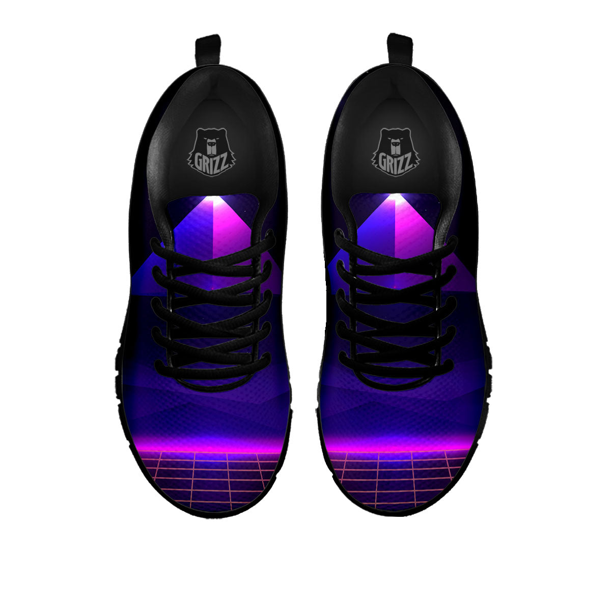 Pyramid Cloud Purple Print Black Sneaker-grizzshop