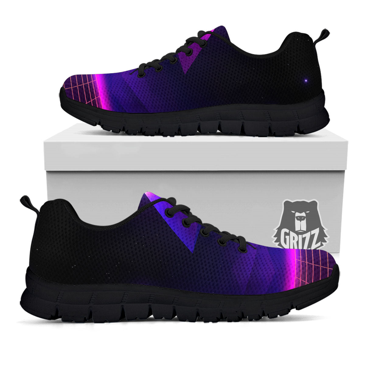 Pyramid Cloud Purple Print Black Sneaker-grizzshop