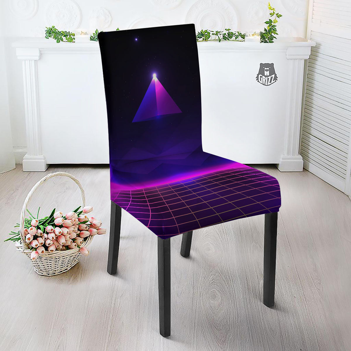 Pyramid Cloud Purple Print Dining Chair Slipcover-grizzshop