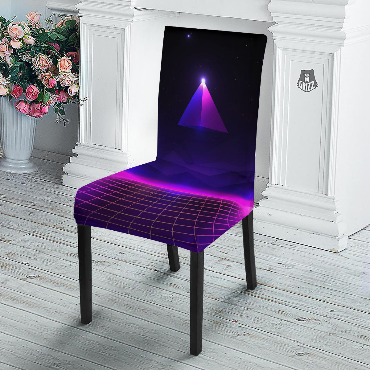 Pyramid Cloud Purple Print Dining Chair Slipcover-grizzshop