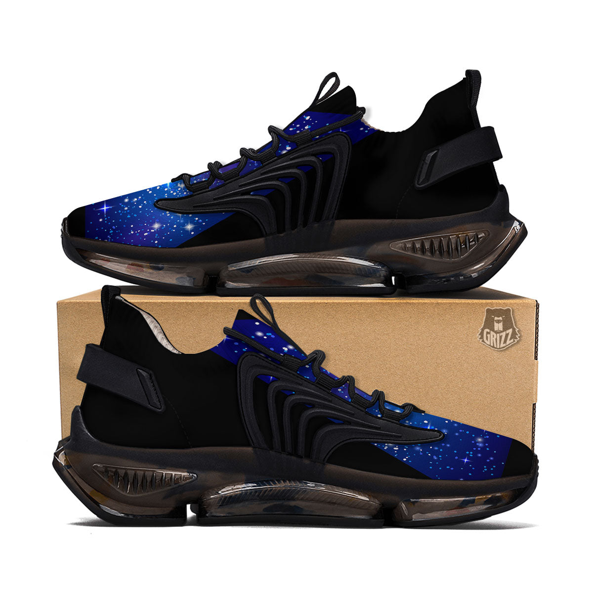 Pyramid Galaxy Print Black Gym Shoes-grizzshop