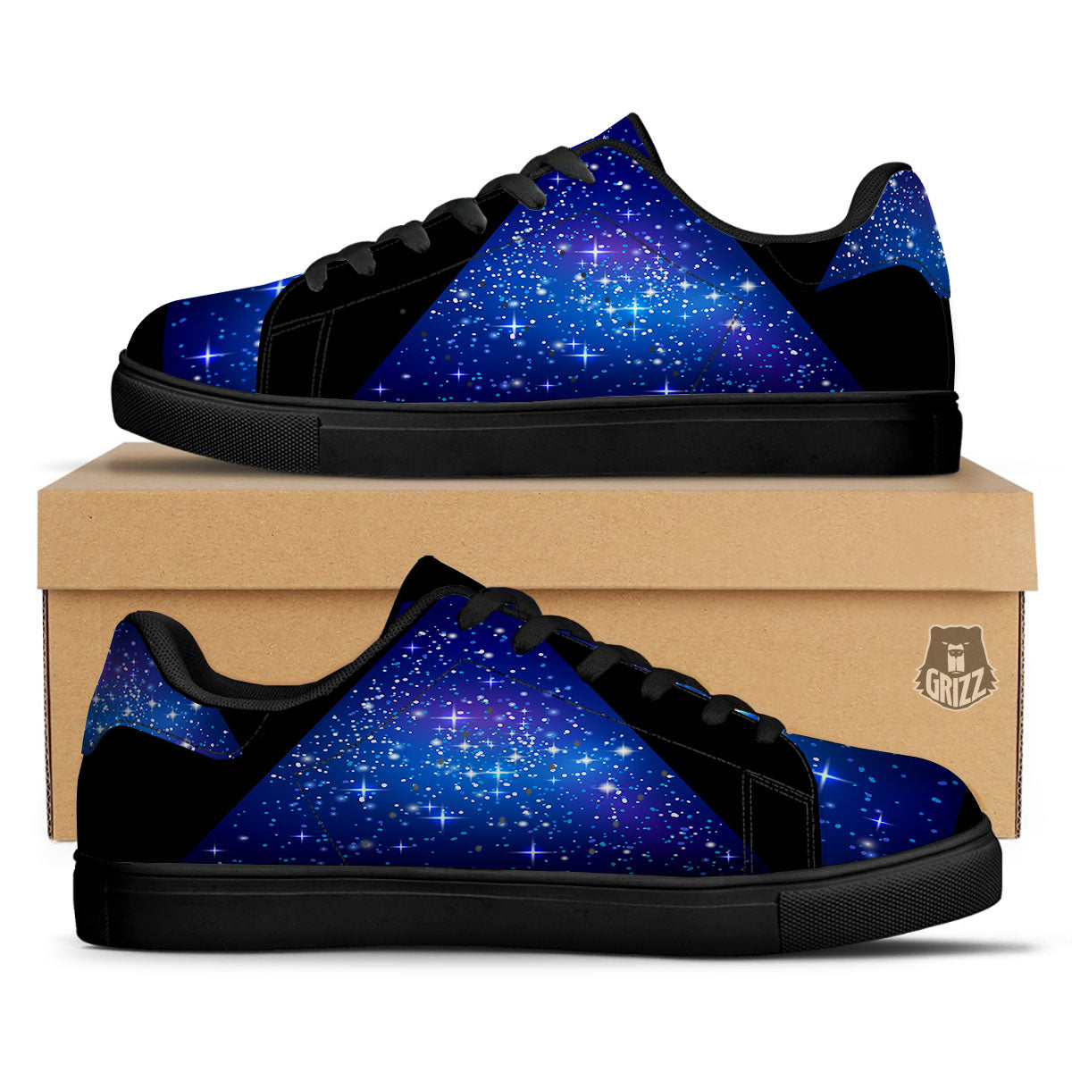 Pyramid Galaxy Print Black Low Top Sneakers-grizzshop