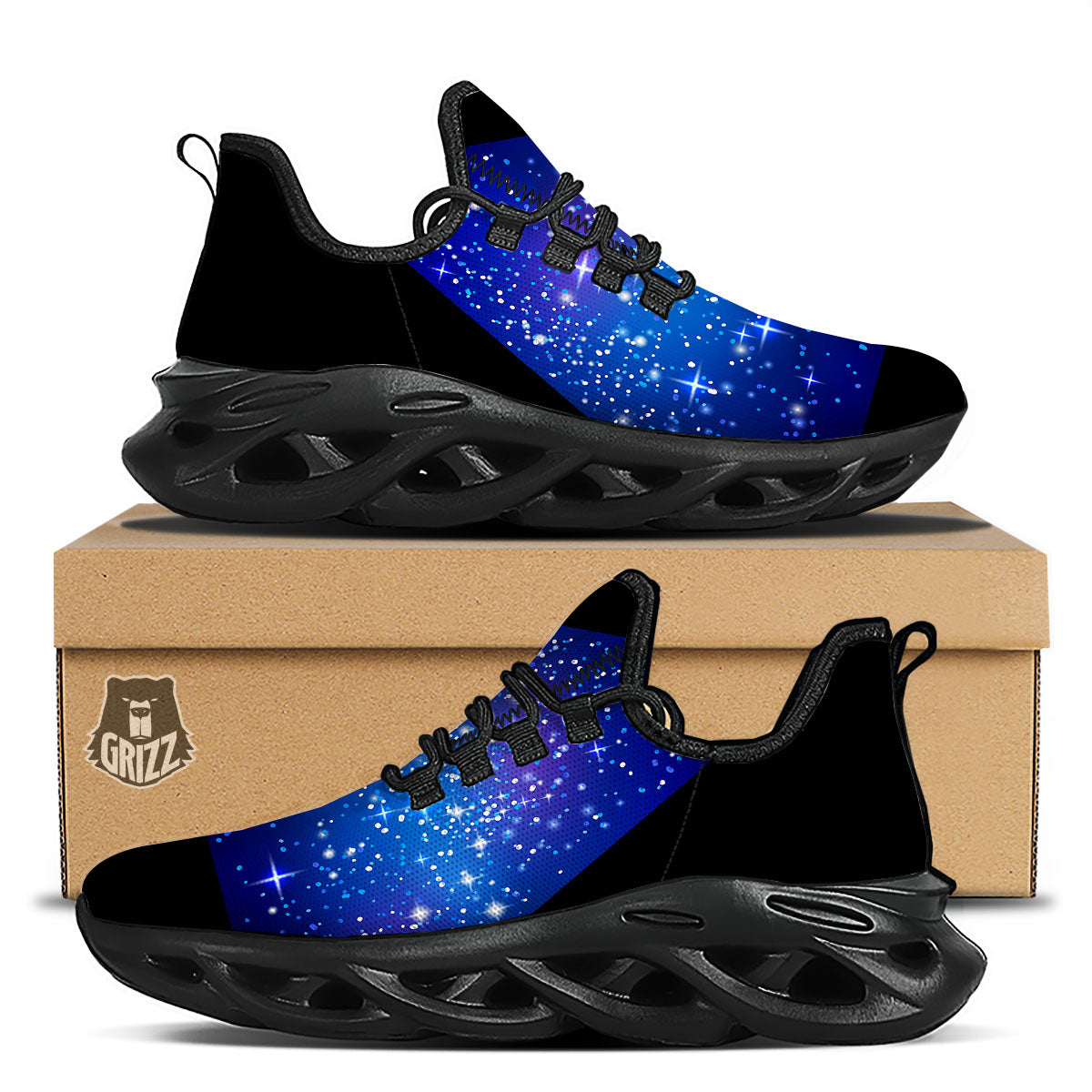 Pyramid Galaxy Print Black Running Shoes-grizzshop
