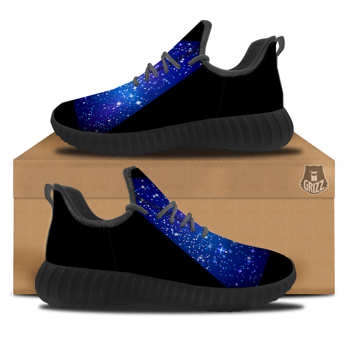 Pyramid Galaxy Print Black Walking Shoes-grizzshop