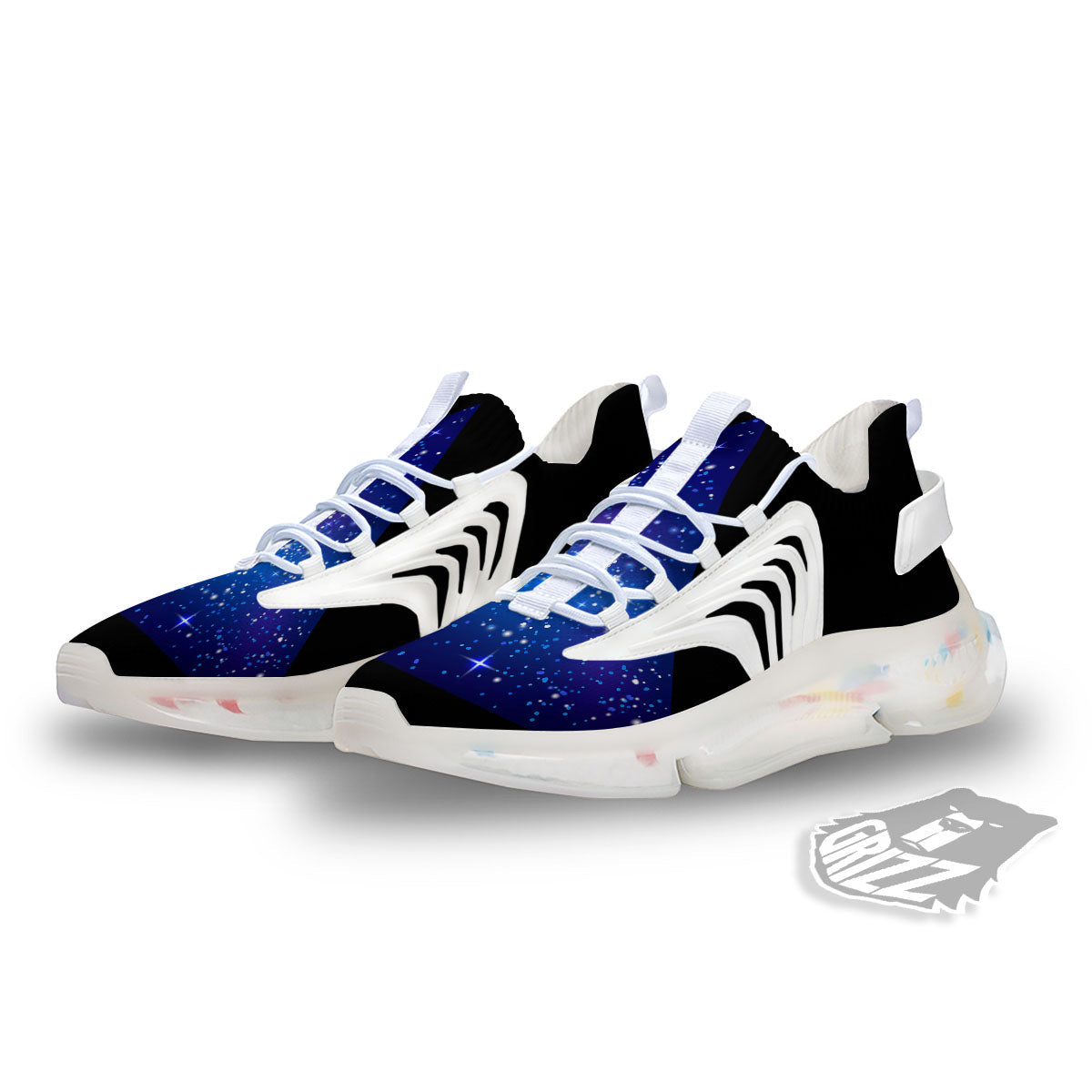 Pyramid Galaxy Print White Gym Shoes-grizzshop