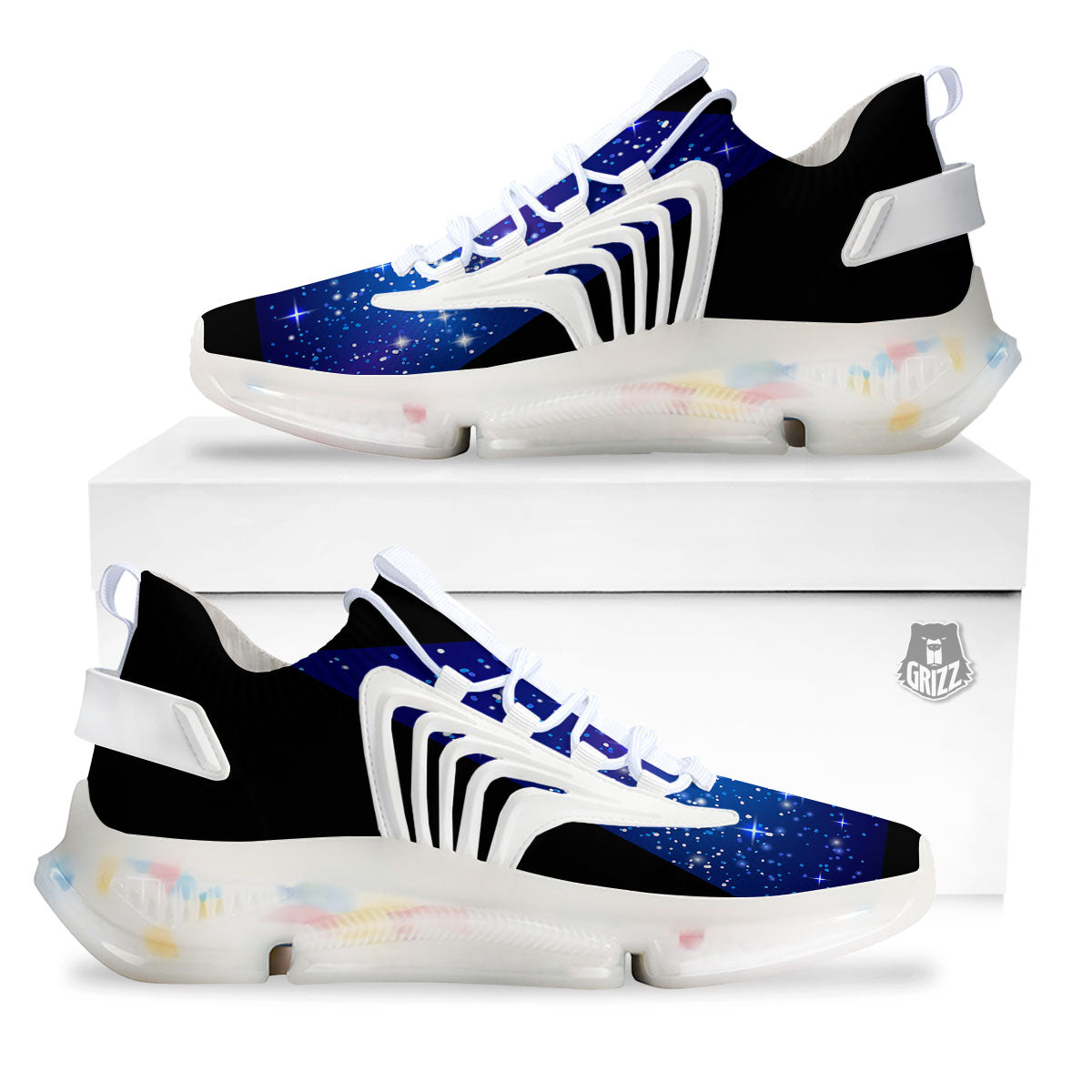 Pyramid Galaxy Print White Gym Shoes-grizzshop