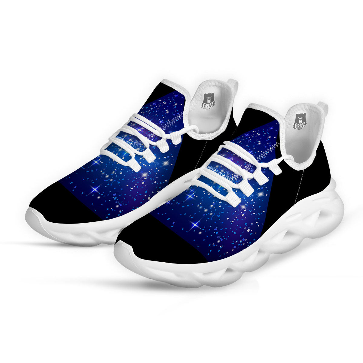 Pyramid Galaxy Print White Running Shoes-grizzshop