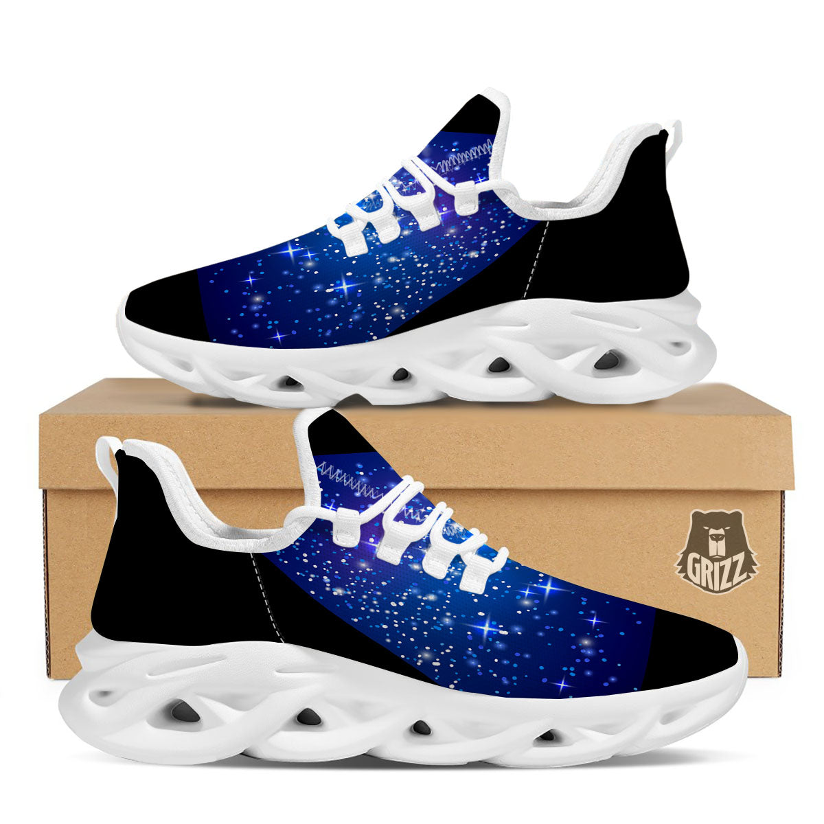 Pyramid Galaxy Print White Running Shoes-grizzshop
