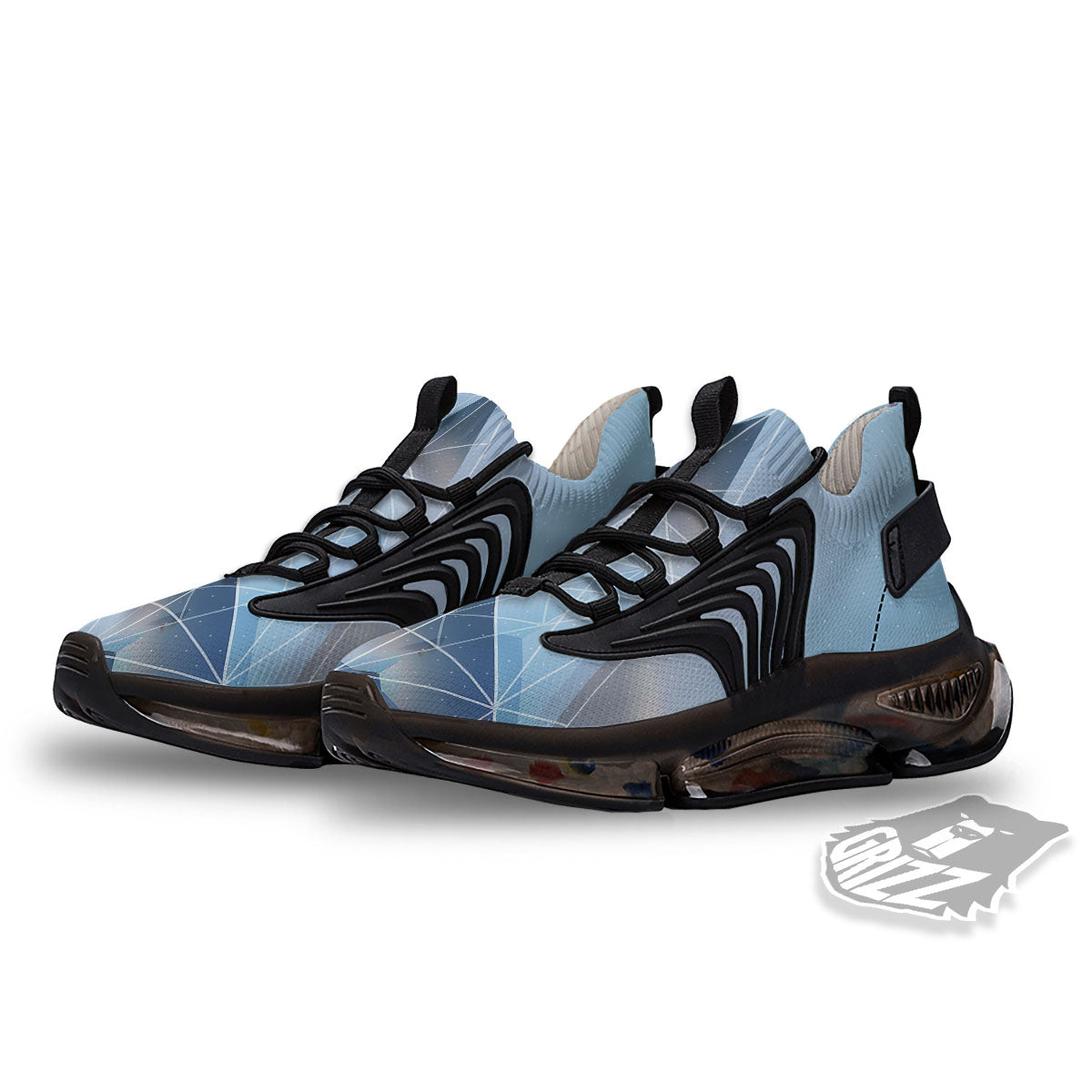Pyramid Geometric Print Black Gym Shoes-grizzshop