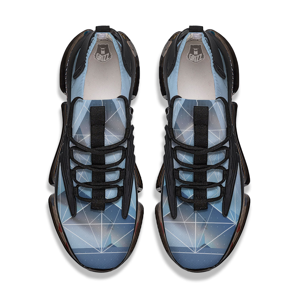 Pyramid Geometric Print Black Gym Shoes-grizzshop