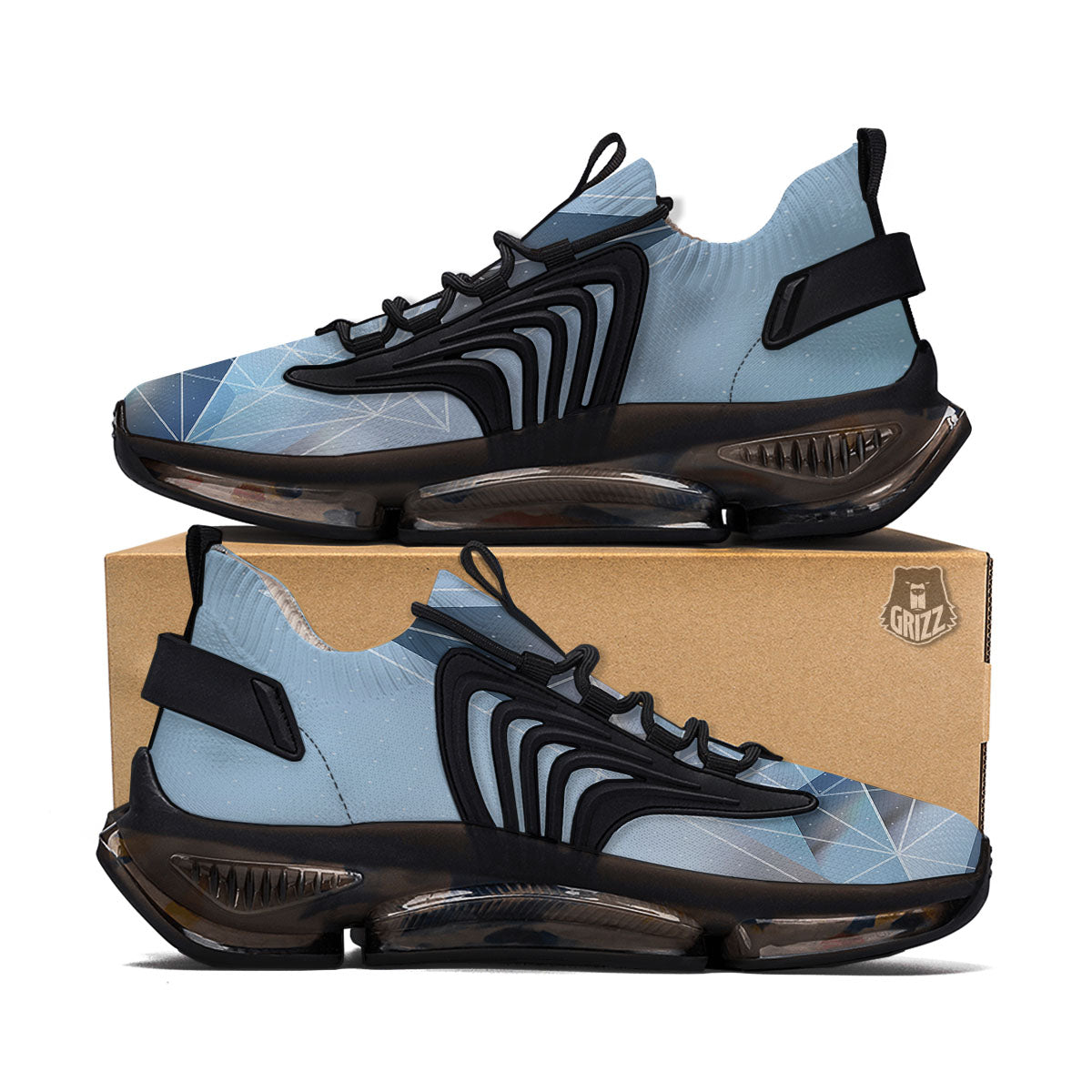 Pyramid Geometric Print Black Gym Shoes-grizzshop
