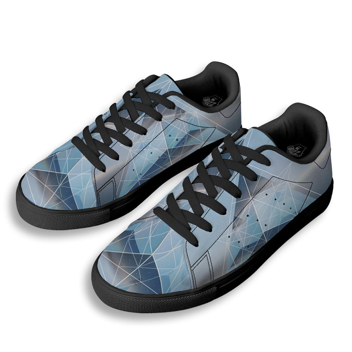 Pyramid Geometric Print Black Low Top Sneakers-grizzshop
