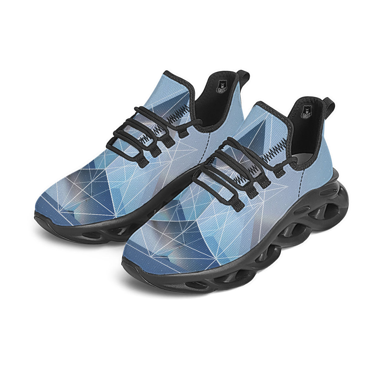 Pyramid Geometric Print Black Running Shoes-grizzshop