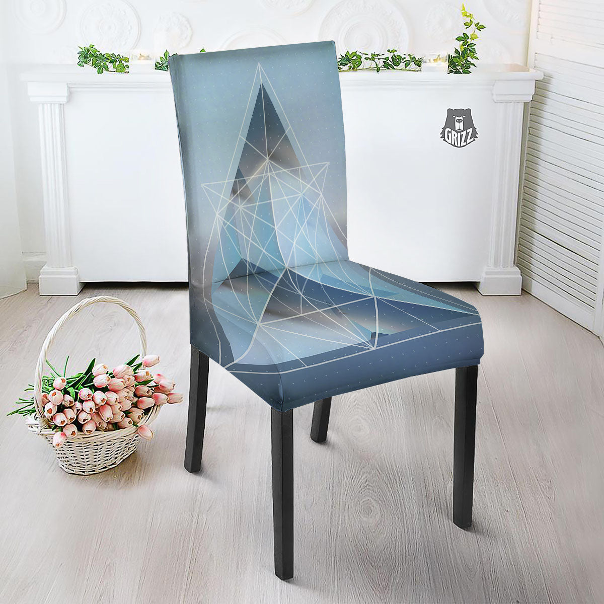 Pyramid Geometric Print Dining Chair Slipcover-grizzshop