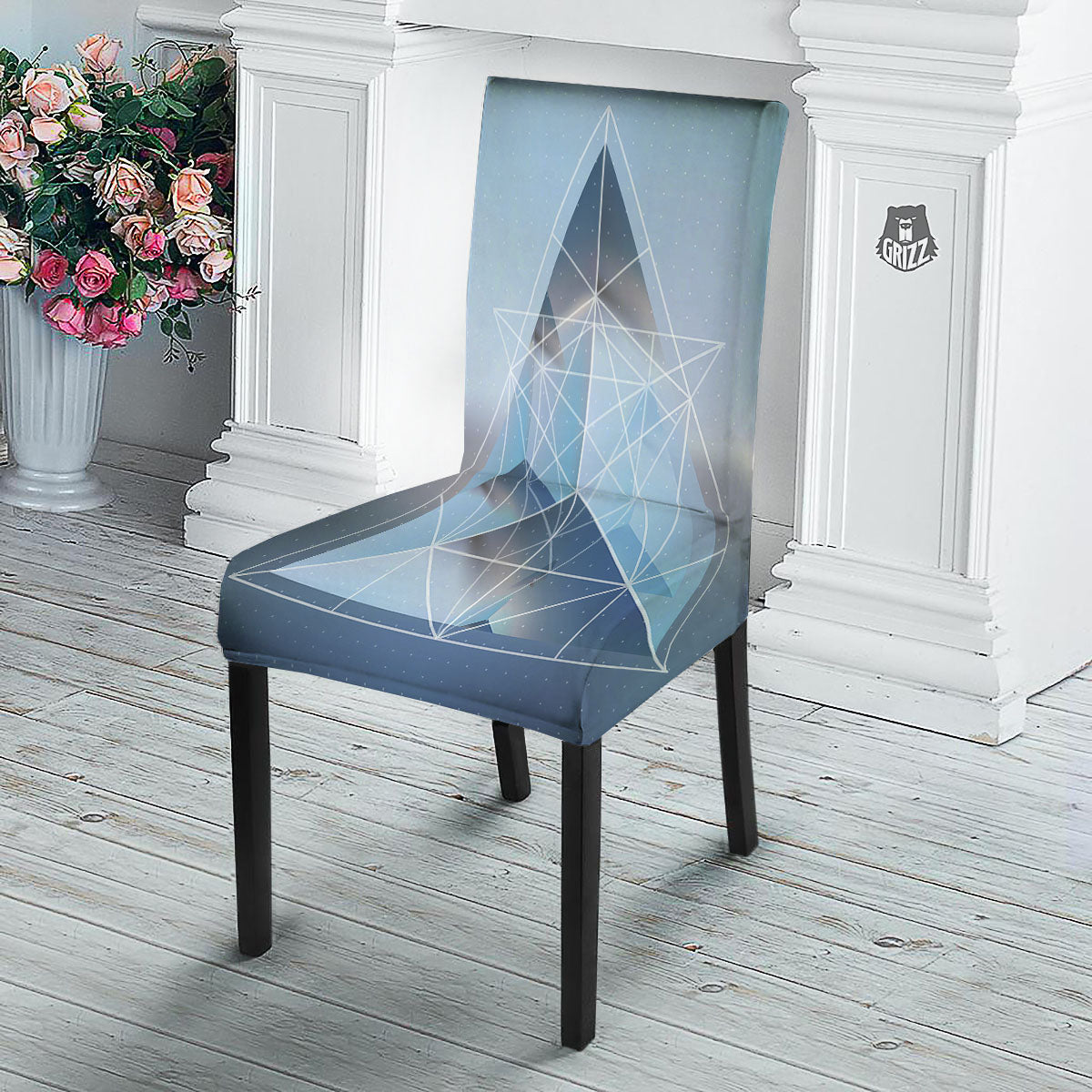 Pyramid Geometric Print Dining Chair Slipcover-grizzshop