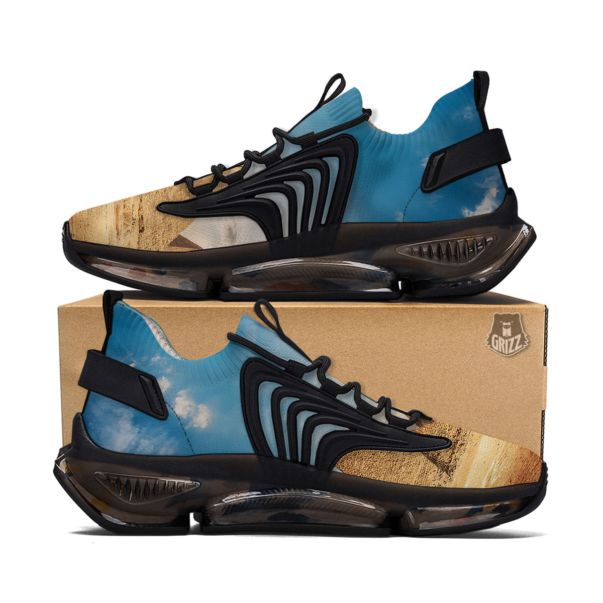 Pyramid Giza Print Black Gym Shoes-grizzshop