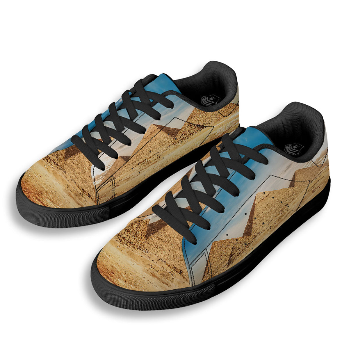 Pyramid Giza Print Black Low Top Sneakers-grizzshop