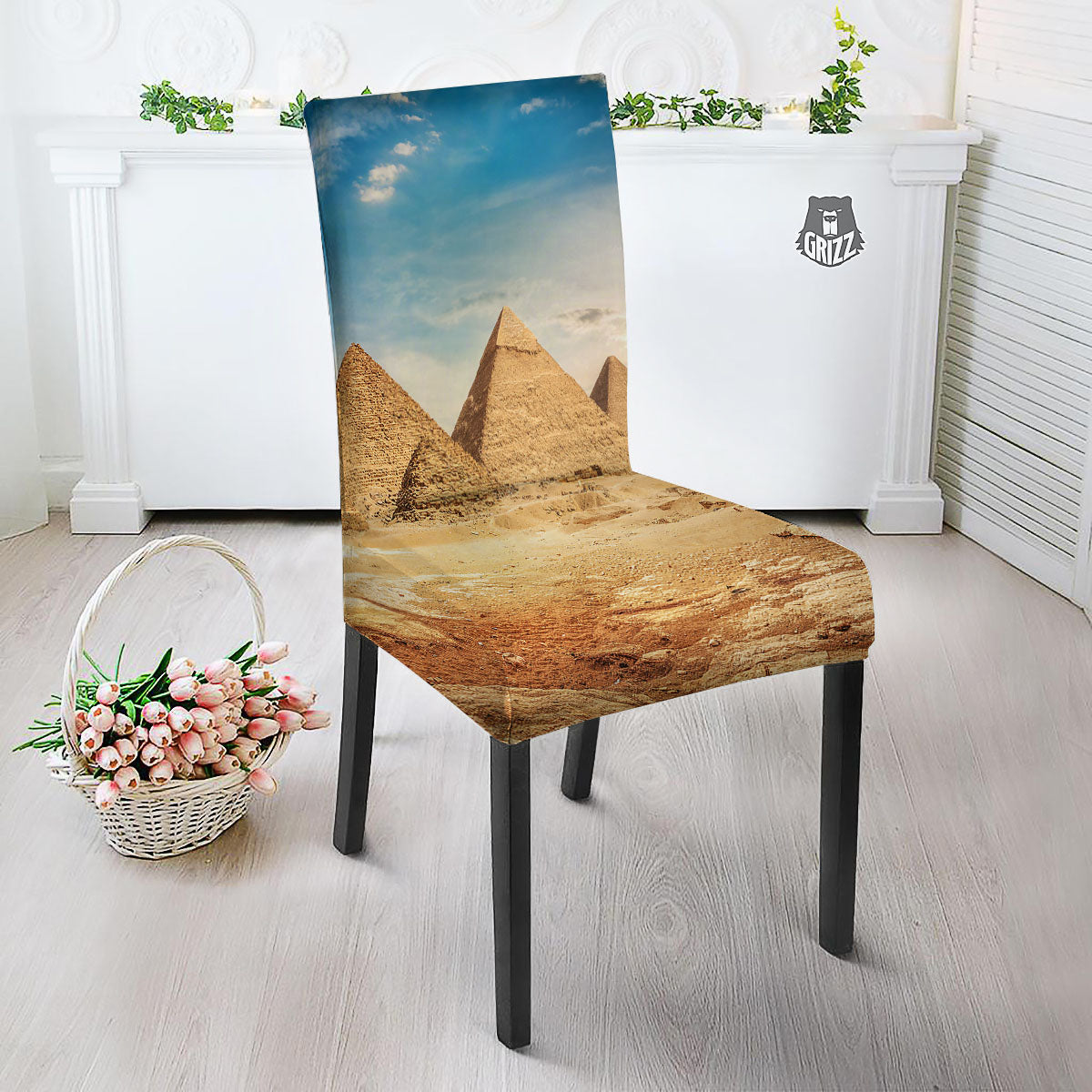 Pyramid Giza Print Dining Chair Slipcover-grizzshop