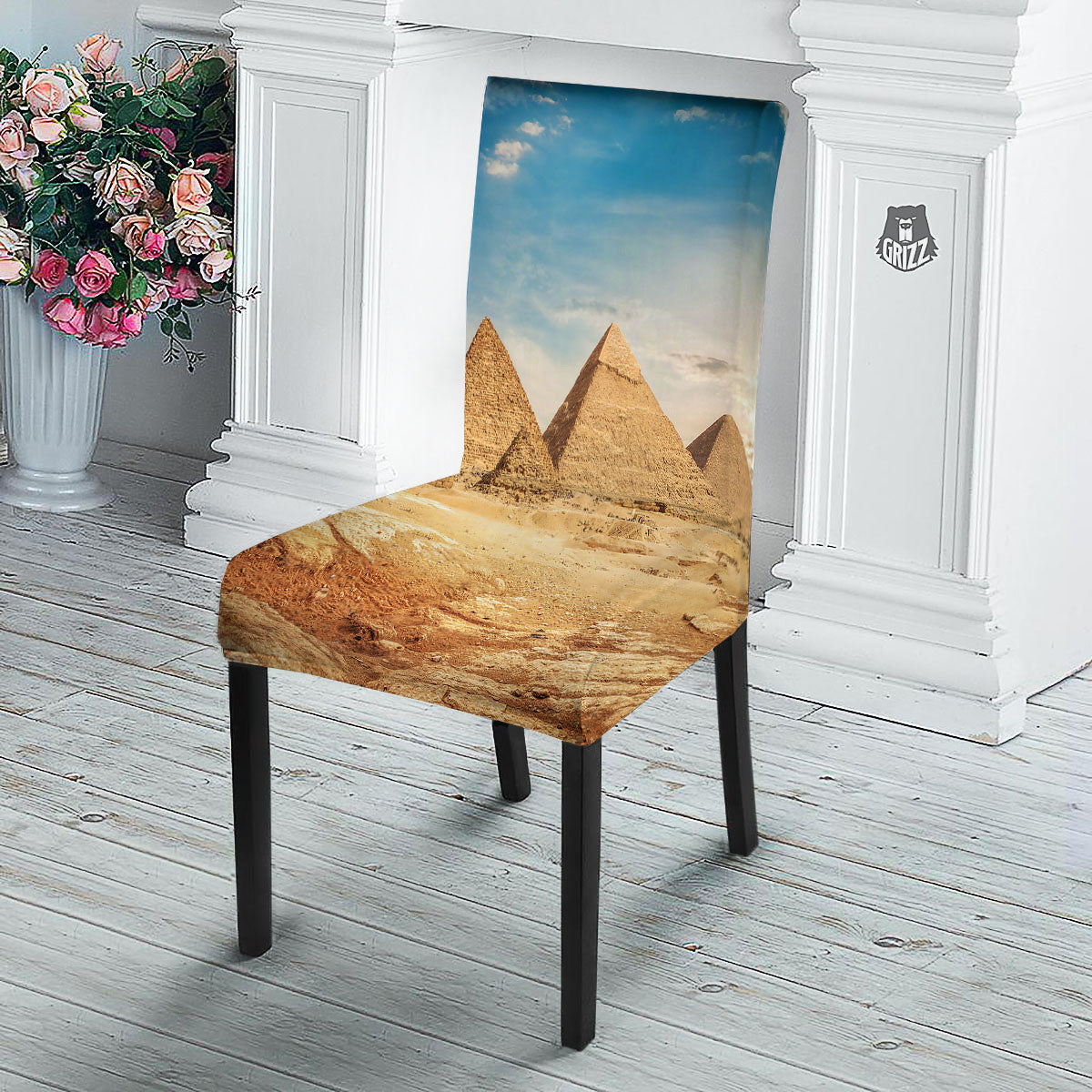 Pyramid Giza Print Dining Chair Slipcover-grizzshop