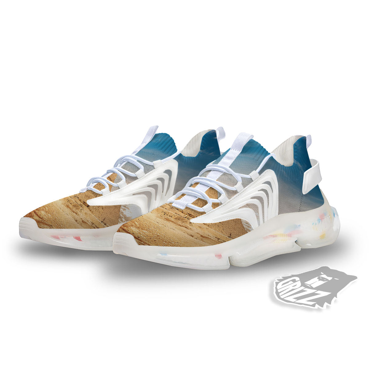 Pyramid Giza Print White Gym Shoes-grizzshop