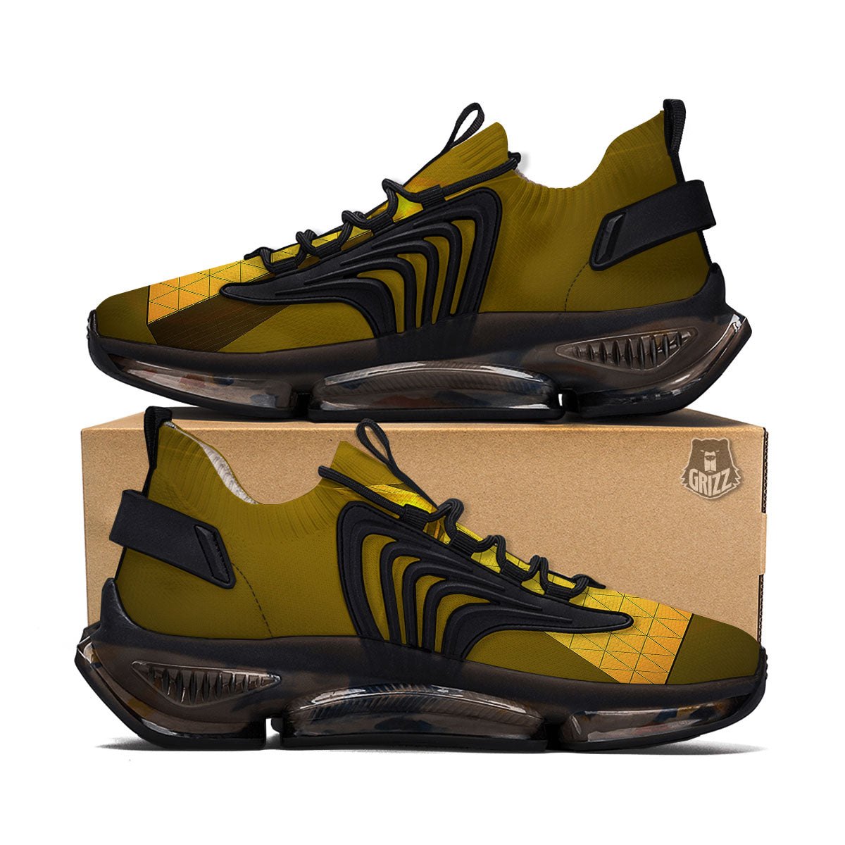 Pyramid Golden Print Black Gym Shoes-grizzshop
