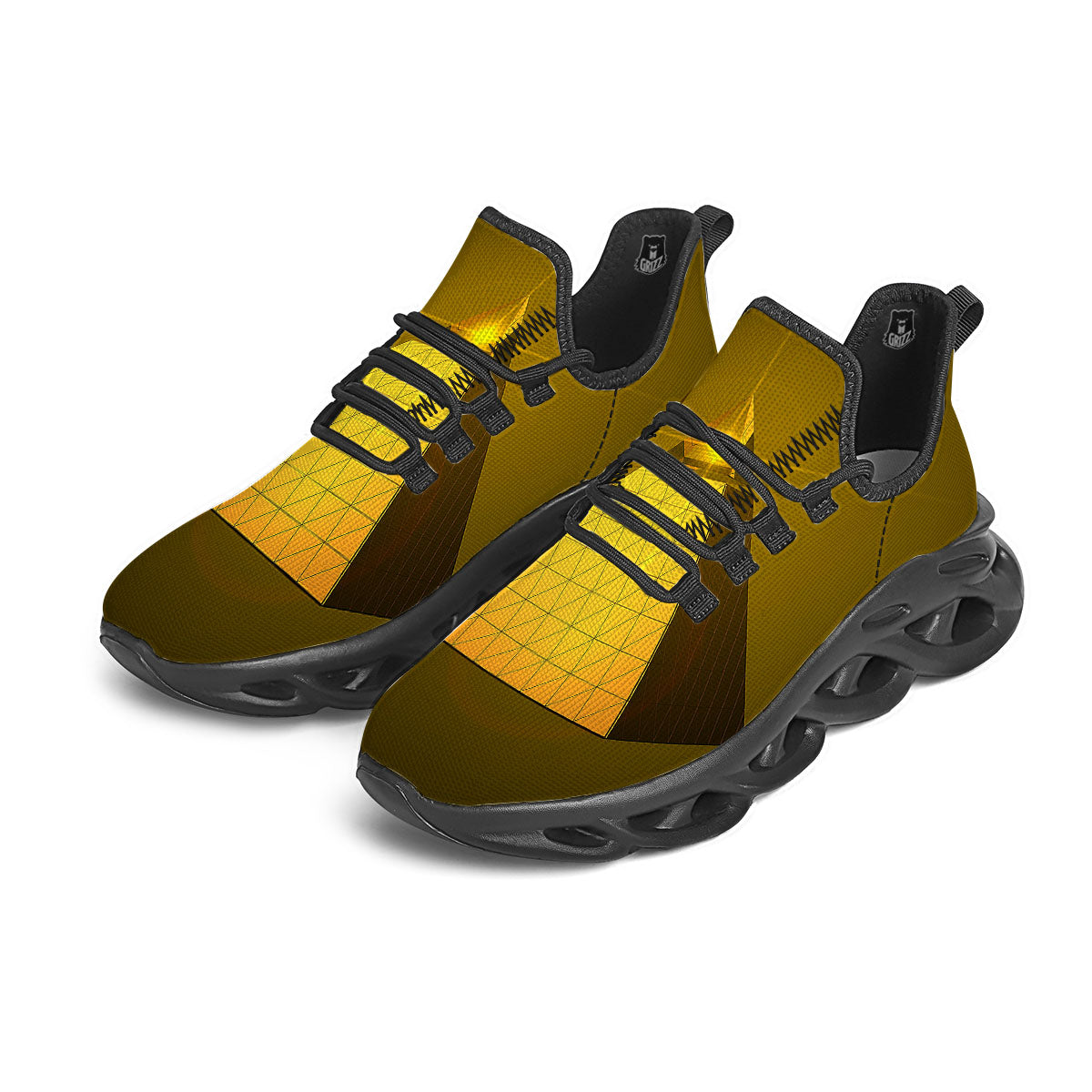 Pyramid Golden Print Black Running Shoes-grizzshop