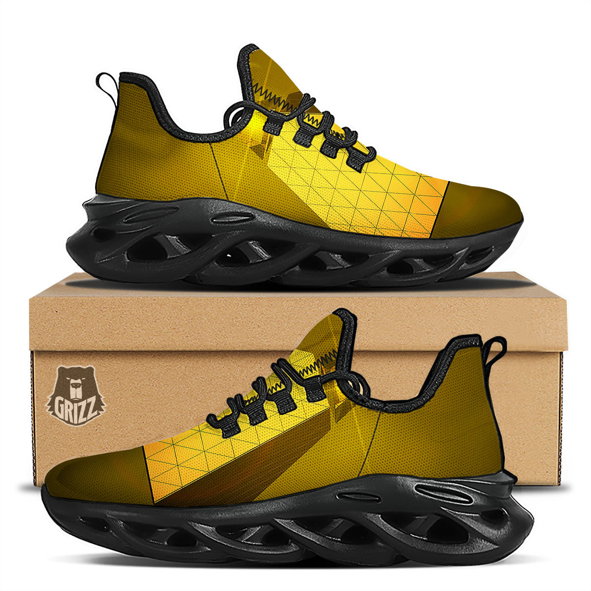 Pyramid Golden Print Black Running Shoes-grizzshop