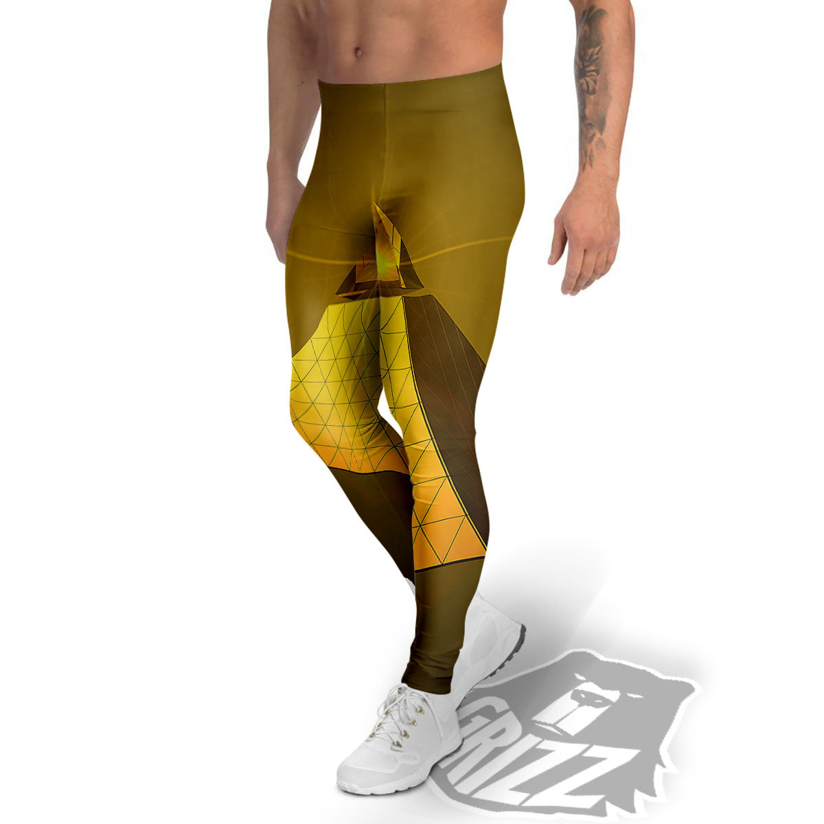 Pyramid Golden Print Men's Leggings-grizzshop